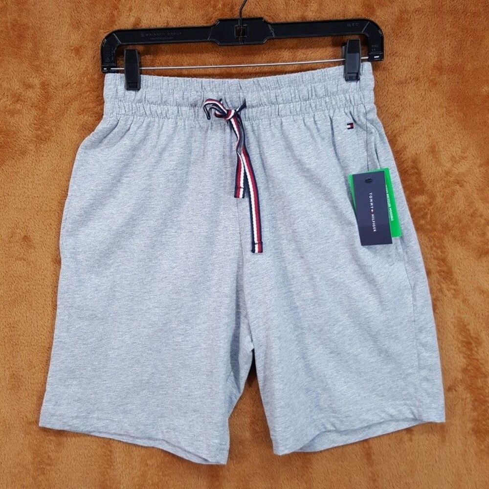 TOMMY HILFIGER Sweat Shorts Mens Small Gray Drawstring Cotton Blend Comfort